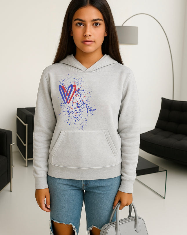 Red/Royal Blue Heart Printed Hoodie