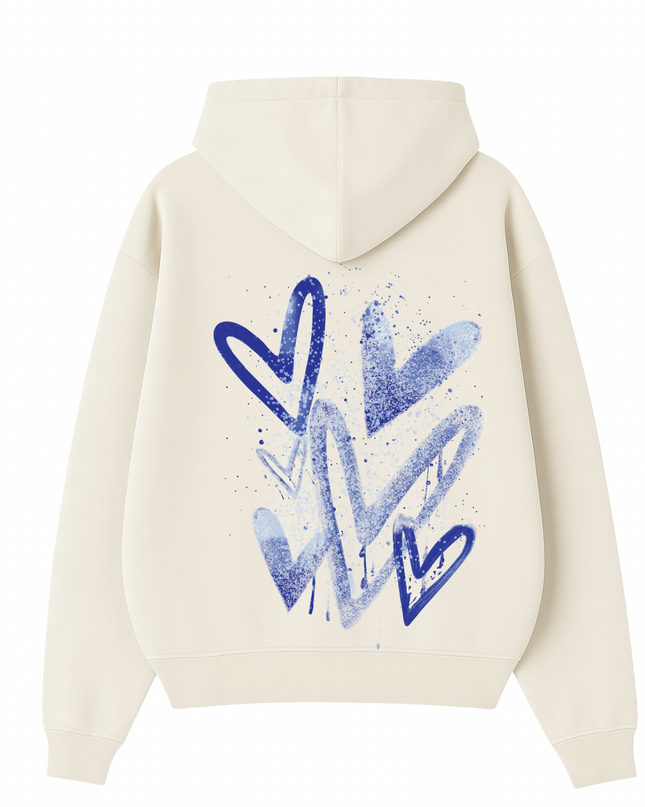 Royal Blue Scatter Heart Printed  Hoodie Kids