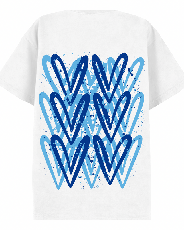 Royal Blue Heart Printed T-shirt Adult