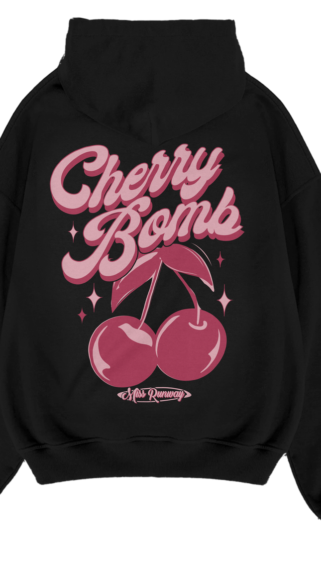Cherry Bomb Pink Script Hoodie – adult printed hoodie by Miss Runway