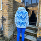 Blue Heart Sprayed Blue Ruched Hoodie And Legging Set