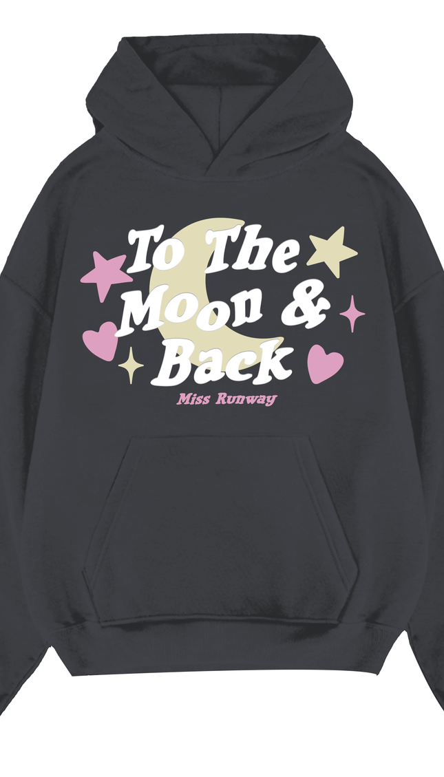 To The Moon And Back Hoodie – adult printed hoodie by Miss Runway