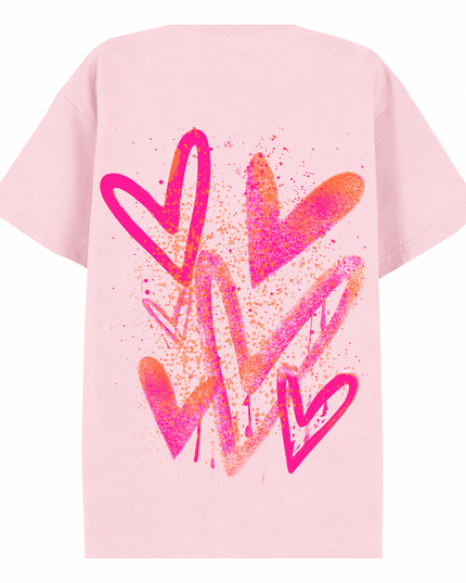 Neon Scatter Heart Printed T-shirt Kids