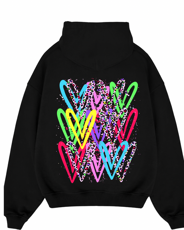 Multicoloured Leopard Print Heart Printed  Hoodie Kids
