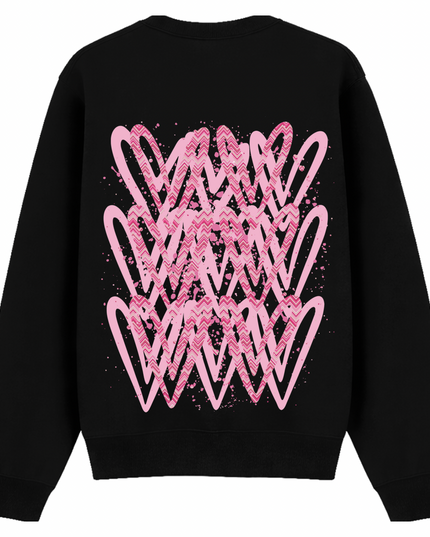 Hot Pink Zig Zag Heart Printed Sweatshirt Kids