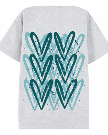 Teal Heart Printed T-shirt Adult