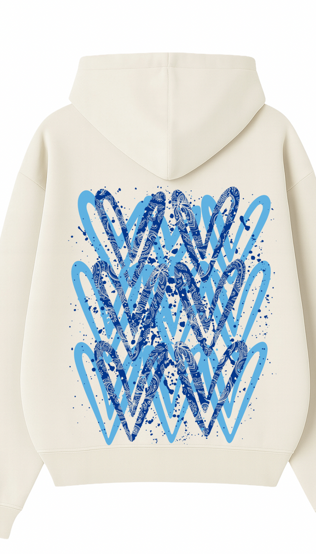 Royal Blue Paisley Heart Printed Hoodie – additional view