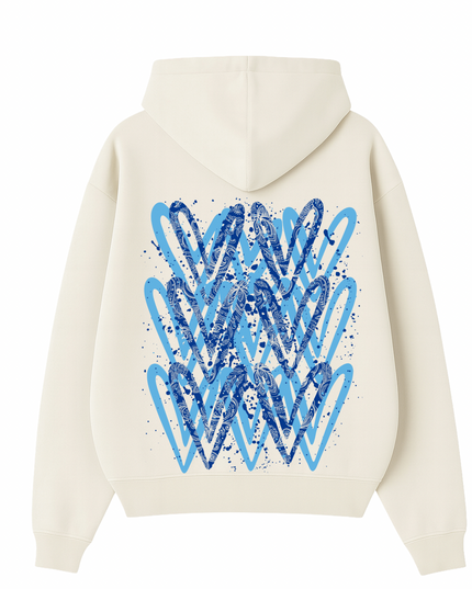 Royal Blue Paisley Heart Printed Hoodie Adults