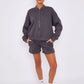 Oversized Bomber Style Fleece Zipper & Shorts Co-ord Charcoal Grey