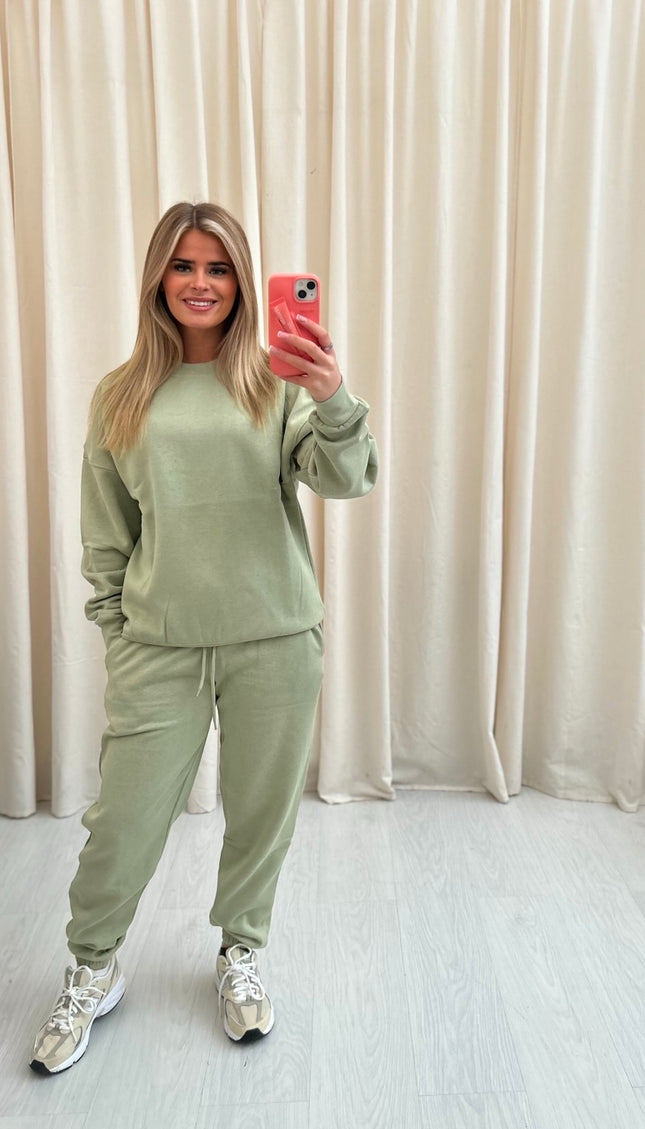 Oversized Sweatshirt Tracksuit Sage Green