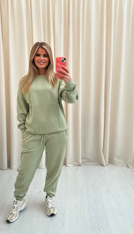 Oversized Sweatshirt Tracksuit Sage Green