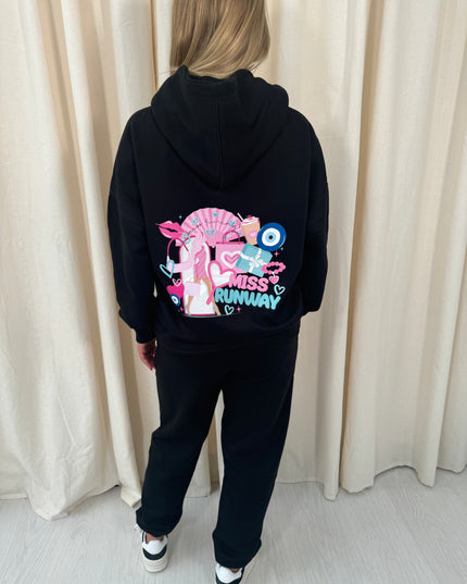 Miss Runway Hooded Tracksuit Black
