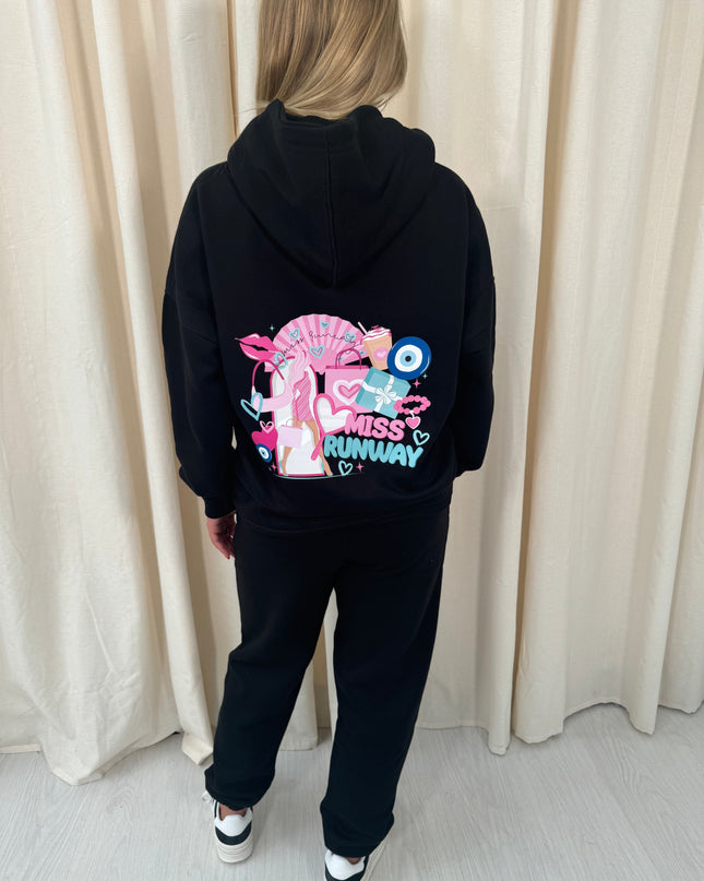 Miss Runway Hooded Tracksuit Black
