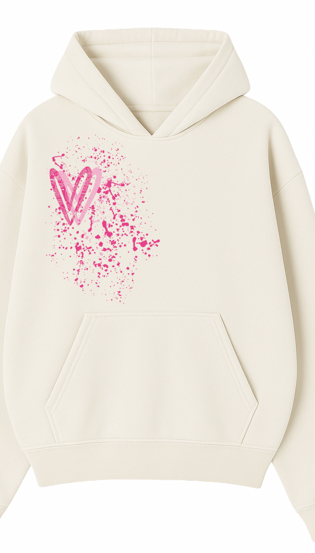 Hot Pink Paisley Heart Printed Hoodie – image 4