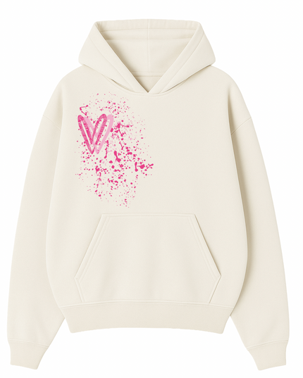 Hot Pink Paisley Heart Printed Hoodie Adults