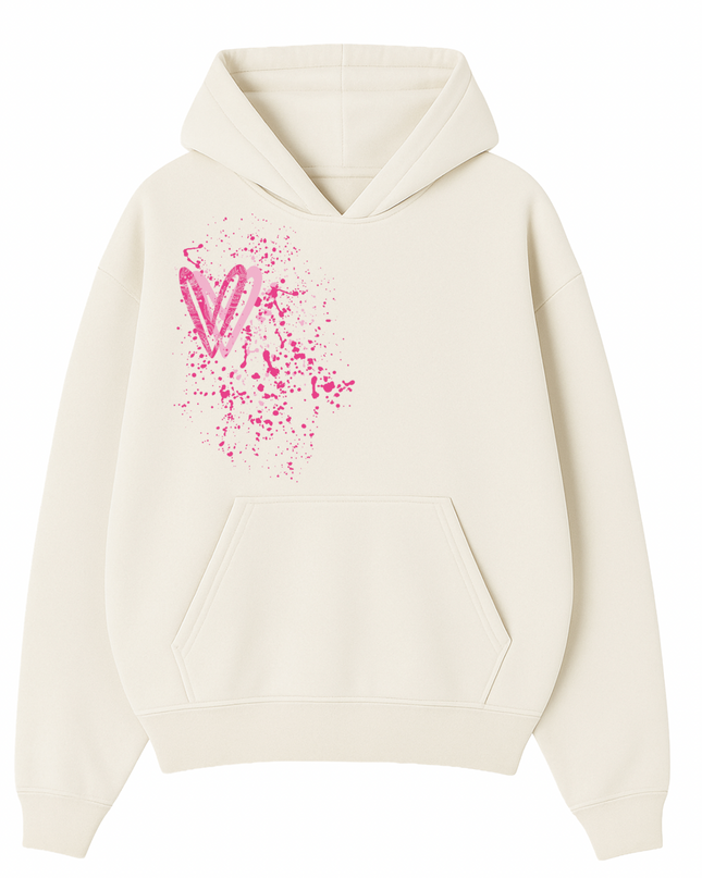 Hot Pink Paisley Heart Printed  Hoodie Kids