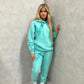 Mint Green Heart Sprayed Hooded Tracksuit