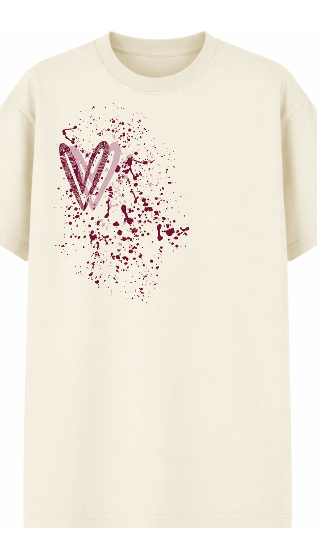 Burgundy Paisley Heart Printed T-shirt – image 4