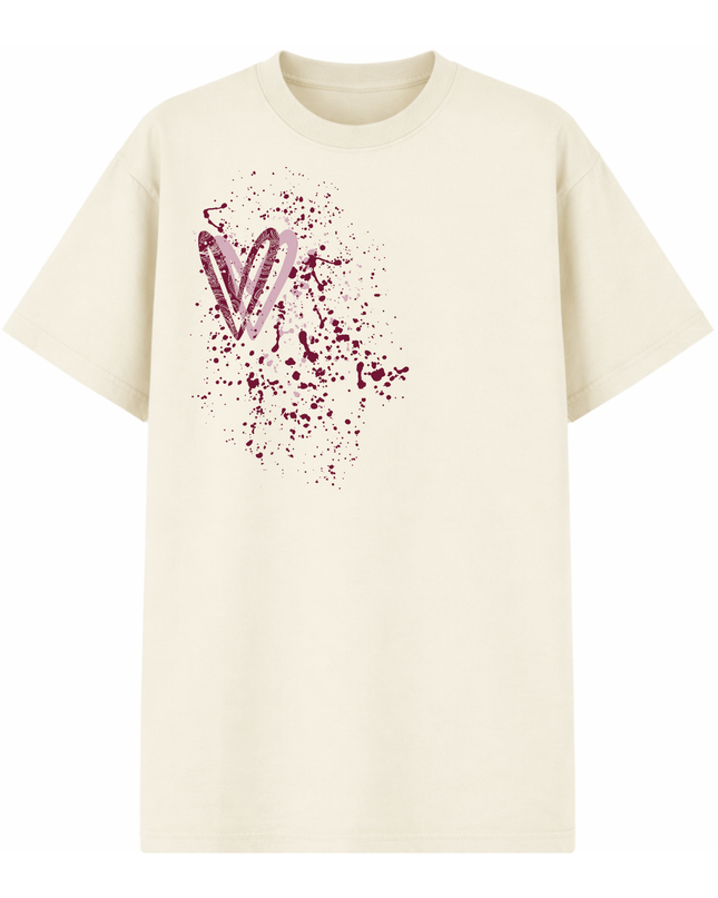 Burgundy Paisley Heart Printed T-shirt Adult