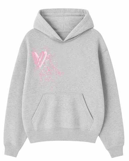 Pink Heart Printed Hoodie Adults