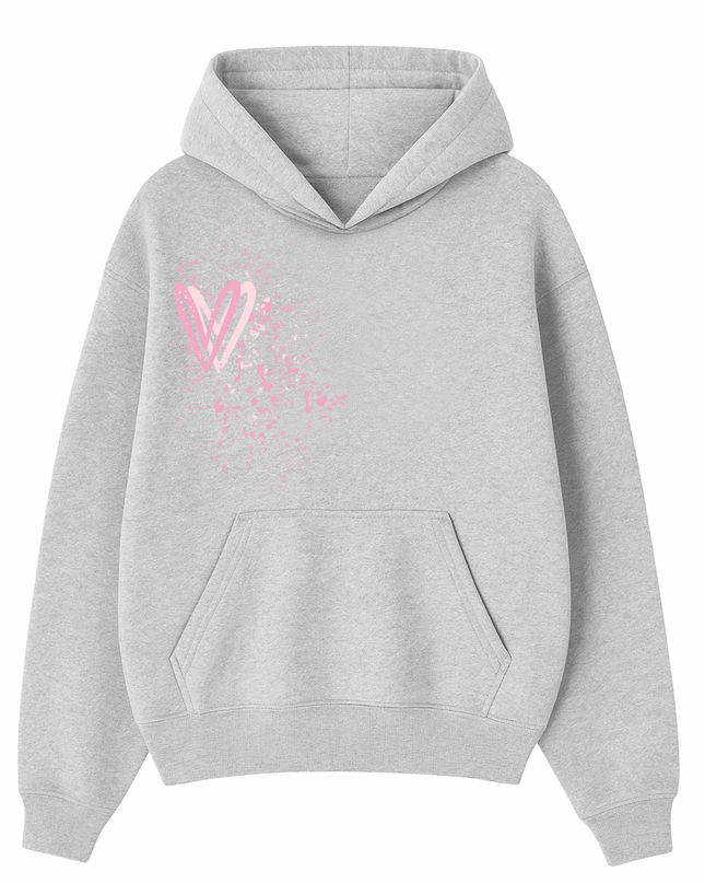 Pink Heart Printed Hoodie Kids
