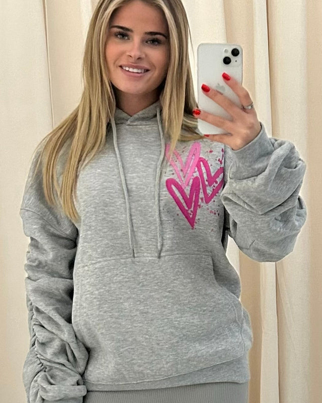 Miss Runway Pink Heart Printed Hoodie Kids