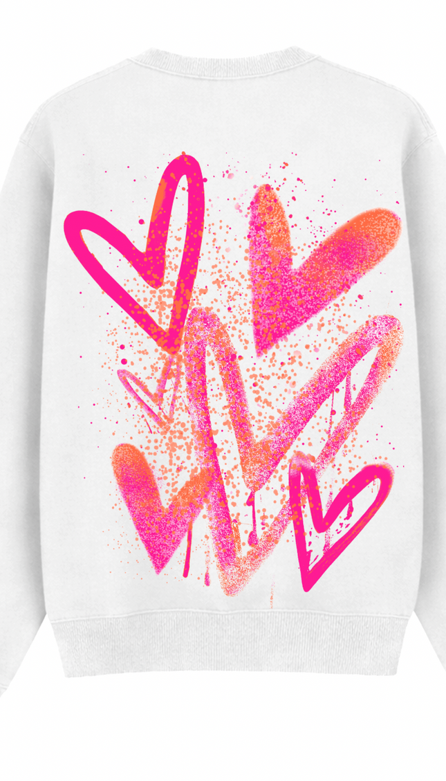 Neon Scatter Heart Printed Sweatshirt – additional view