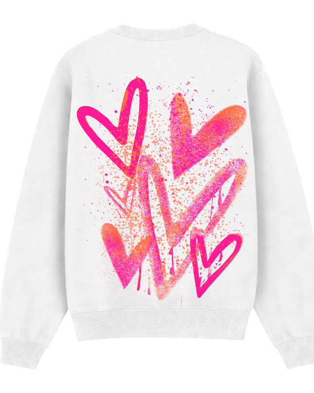 Neon Scatter Heart Printed Sweatshirt Kids