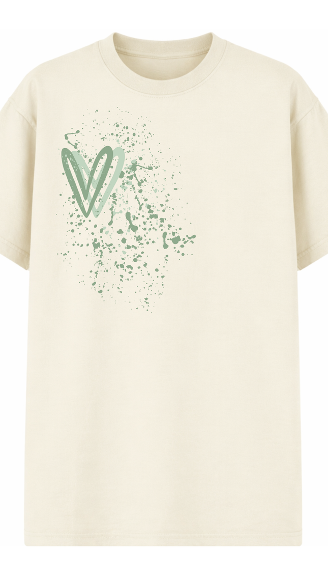 Sage Green Heart Printed T-shirt by Miss Runway – image 2