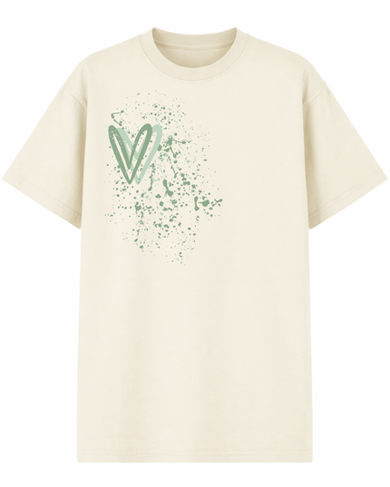 Sage Green Heart Printed T-shirt Kid