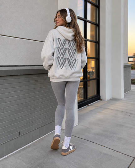 Graffiti Heart Hoodie Grey Kids