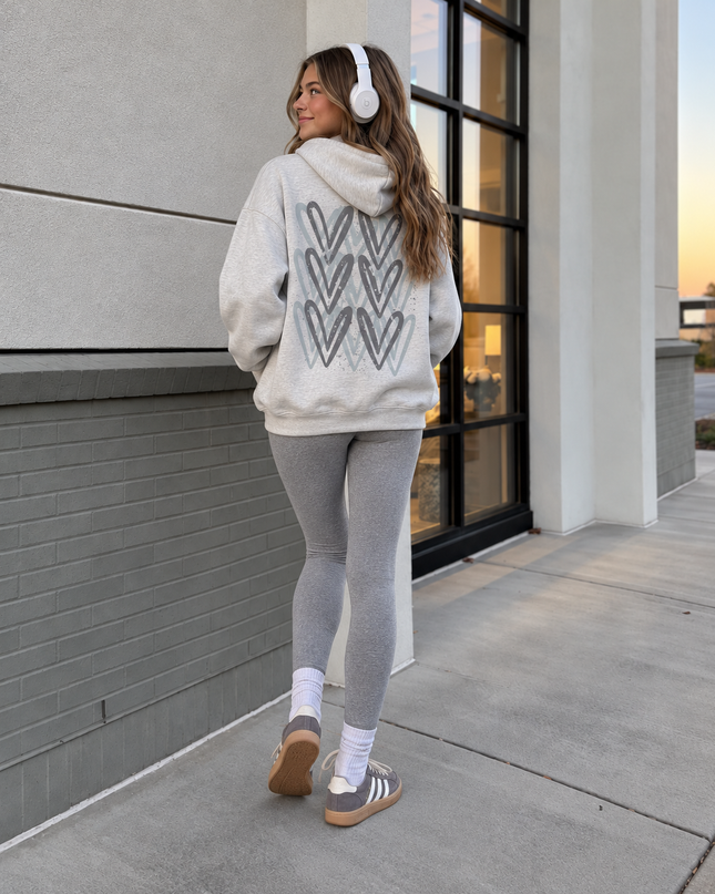 Graffiti Heart Hoodie Grey Kids