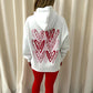 Pink & Red Candy Cane Graffiti Hoodie And Legging Set White