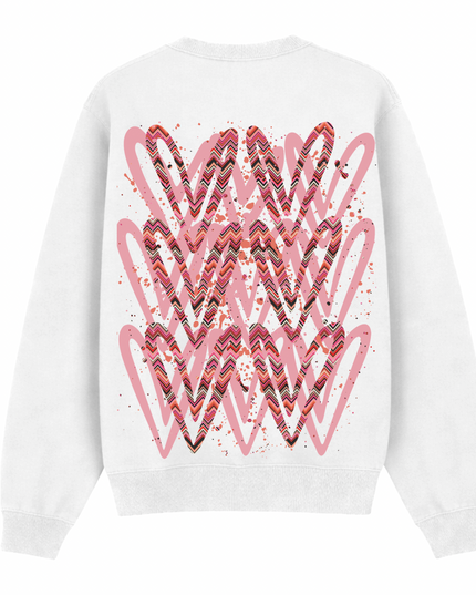 Coral Zig Zag Heart Printed Sweatshirt Adults
