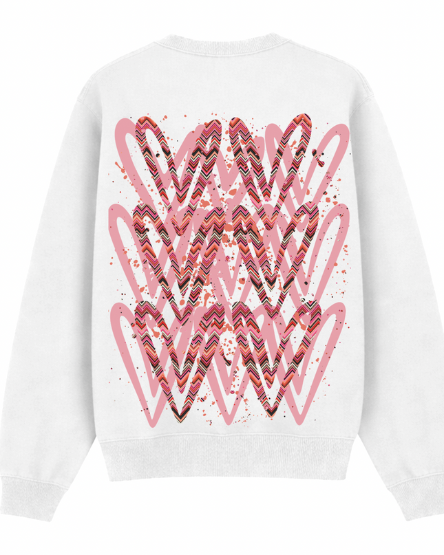 Coral Zig Zag Heart Printed Sweatshirt Kids