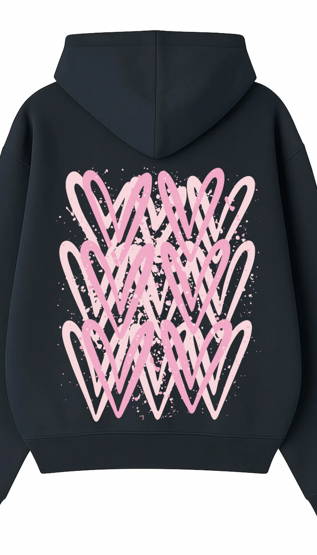 Pink Heart Printed Hoodie – image 13