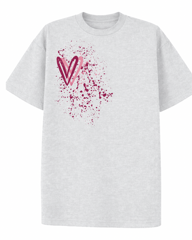 Dark Multicoloured Heart Printed T-shirt Adult