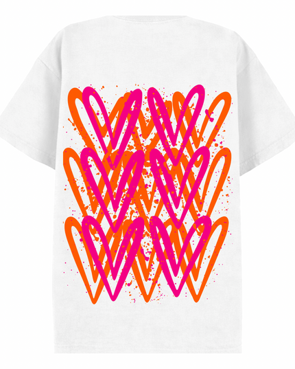 Neon Heart Printed T-shirt Adult