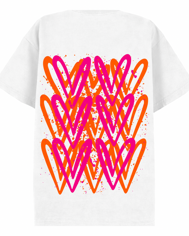 Neon Heart Printed T-shirt Adult