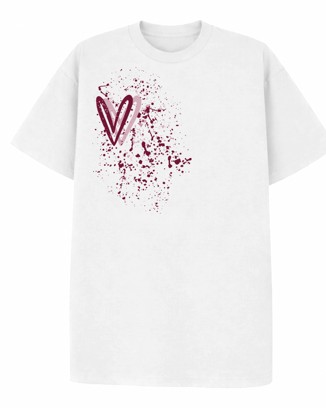 Burgundy Heart Printed T-shirt Adult