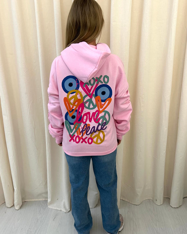 XOXO Printed Ruched Hoodie