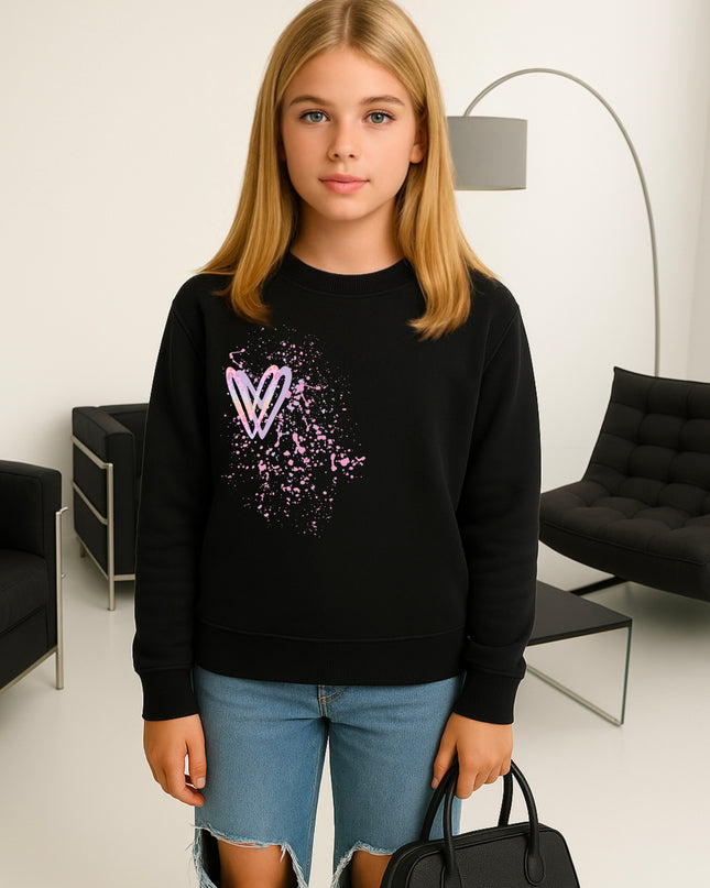 Pastel Leopard Heart Printed Sweatshirt