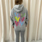 Multicoloured Leopard Print Graffiti Hoodie And Legging Set Grey