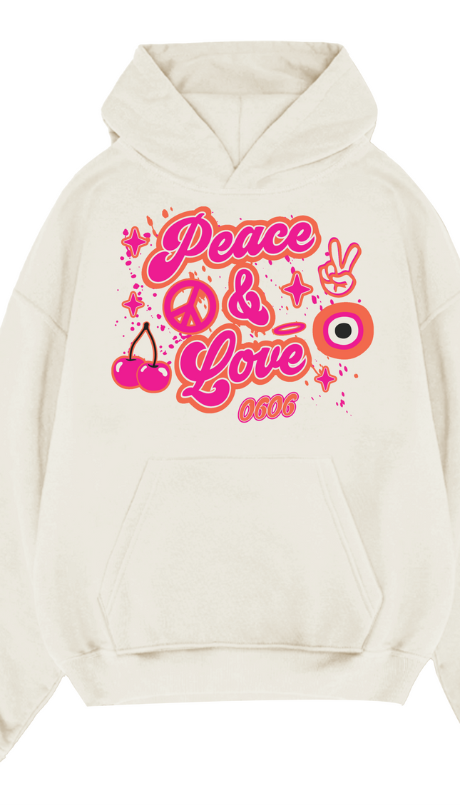 Pink/OrangePeace & Love Hoodie – image 4