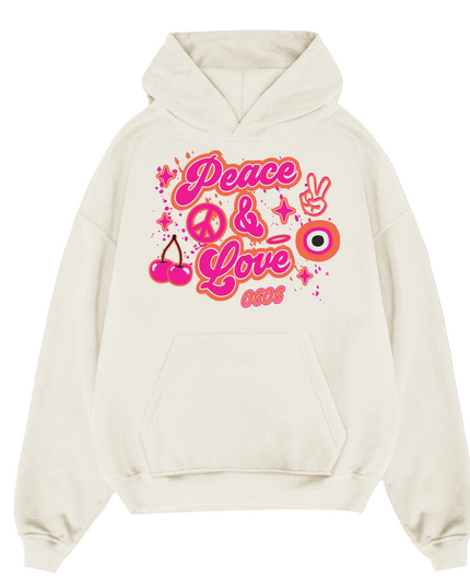 Pink/OrangePeace & Love Hoodie Adults
