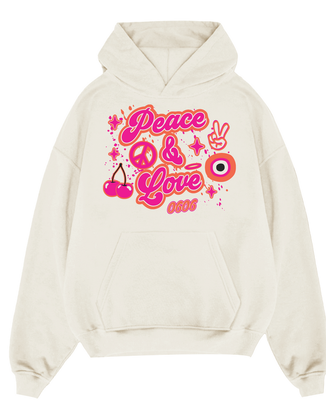 Pink/OrangePeace & Love Hoodie Adults