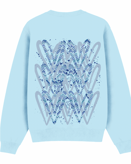 Blue Zig Zag Heart Printed Sweatshirt Kids