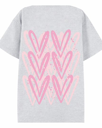 Pink Heart Printed T-shirt Adult