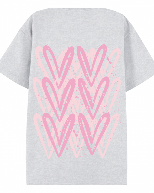 Pink Heart Printed T-shirt Adult