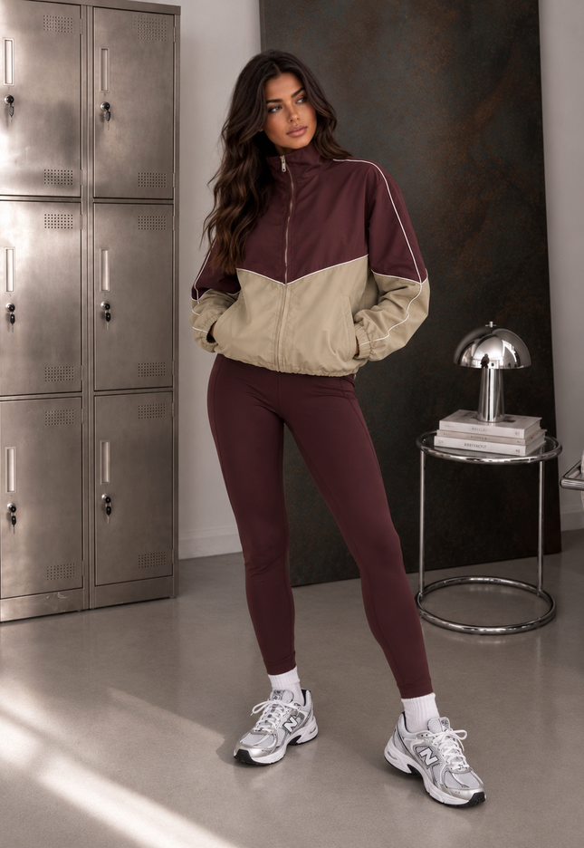 Burgundy Contrast Windbreaker